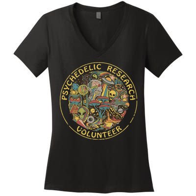 Psychedelic Mushroom Psychedelic Research Volunteer Women's V-Neck T-Shirt