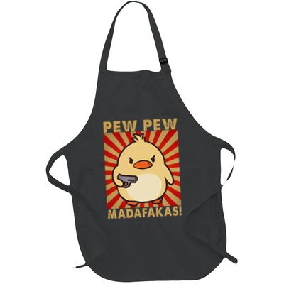 Pew Madafakas Pew Funny Meme Duck Goose Retro With Gun Full-Length Apron With Pockets