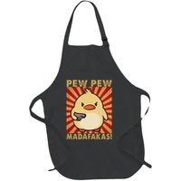 Pew Madafakas Pew Funny Meme Duck Goose Retro With Gun Full-Length Apron With Pockets