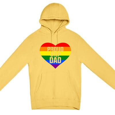 Pride Month Proud Step Dad Lgbt Rainbow Flag Gift Premium Pullover Hoodie