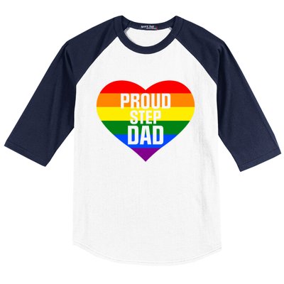 Pride Month Proud Step Dad Lgbt Rainbow Flag Gift Baseball Sleeve Shirt