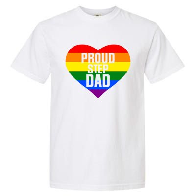 Pride Month Proud Step Dad Lgbt Rainbow Flag Gift Garment-Dyed Heavyweight T-Shirt