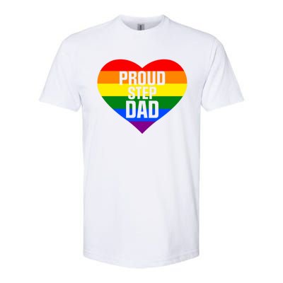 Pride Month Proud Step Dad Lgbt Rainbow Flag Gift Softstyle® CVC T-Shirt