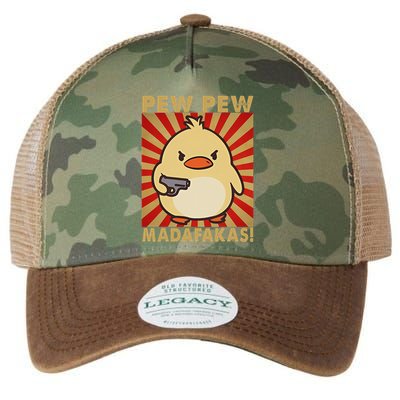 Pew Madafakas Pew Funny Meme Duck Goose Retro With Gun Legacy Tie Dye Trucker Hat