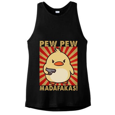 Pew Madafakas Pew Funny Meme Duck Goose Retro With Gun Ladies PosiCharge Tri-Blend Wicking Tank