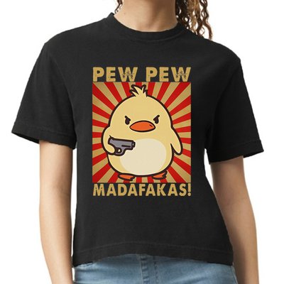 Pew Madafakas Pew Funny Meme Duck Goose Retro With Gun Comfort Colors Boxy T-Shirt
