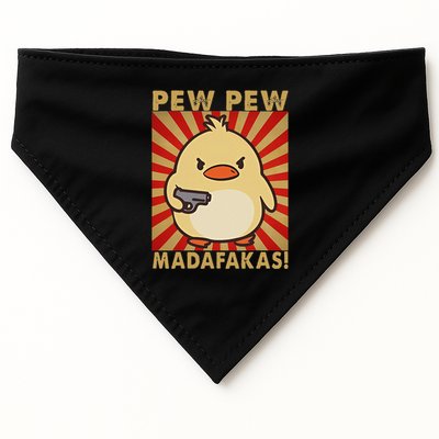 Pew Madafakas Pew Funny Meme Duck Goose Retro With Gun USA-Made Doggie Bandana