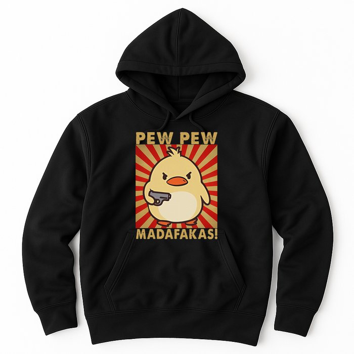 Pew Madafakas Pew Funny Meme Duck Goose Retro With Gun Hoodie