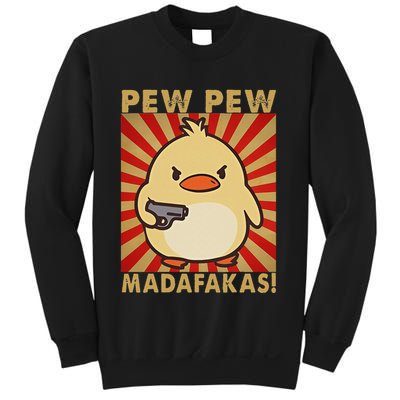 Pew Madafakas Pew Funny Meme Duck Goose Retro With Gun Sweatshirt