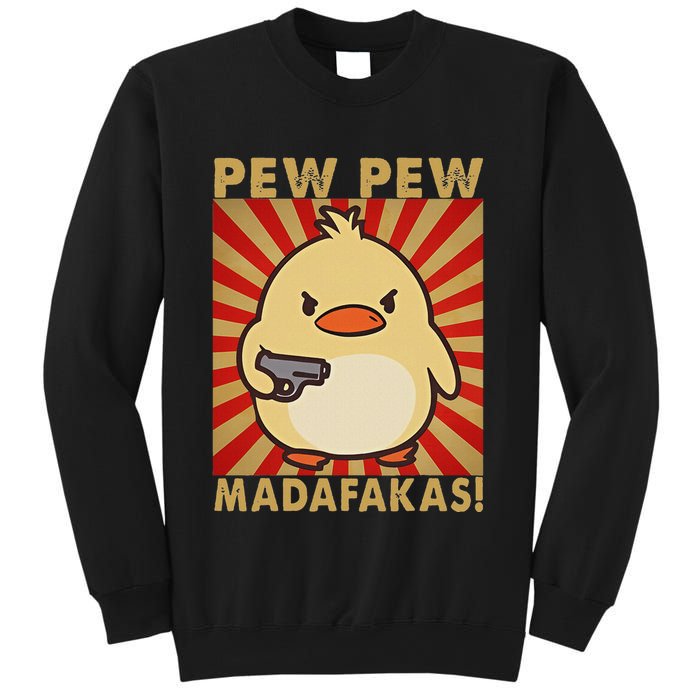 Pew Madafakas Pew Funny Meme Duck Goose Retro With Gun Sweatshirt