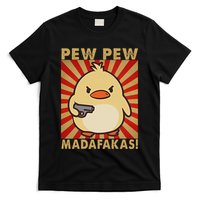 Pew Madafakas Pew Funny Meme Duck Goose Retro With Gun T-Shirt