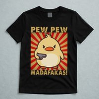 Pew Madafakas Pew Funny Meme Duck Goose Retro With Gun T-Shirt