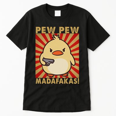 Pew Madafakas Pew Funny Meme Duck Goose Retro With Gun Tall T-Shirt