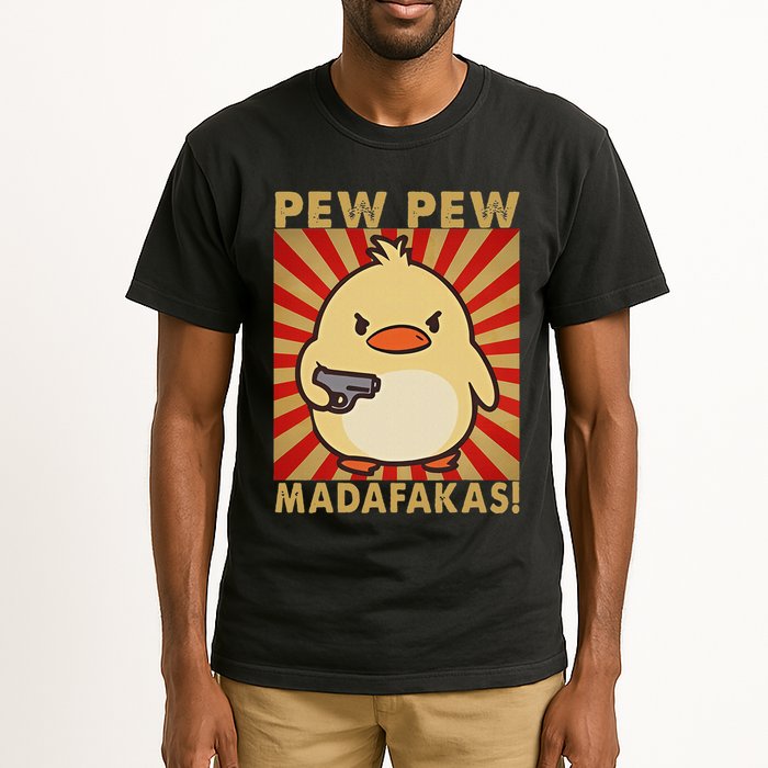 Pew Madafakas Pew Funny Meme Duck Goose Retro With Gun Tall T-Shirt