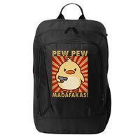 Pew Madafakas Pew Funny Meme Duck Goose Retro With Gun City Backpack