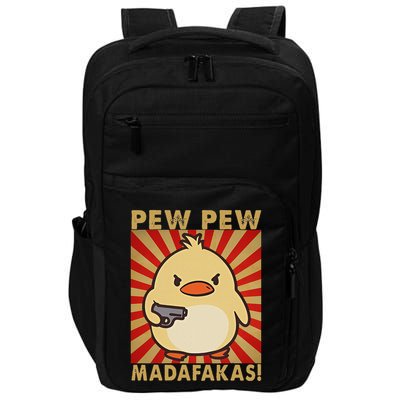 Pew Madafakas Pew Funny Meme Duck Goose Retro With Gun Impact Tech Backpack
