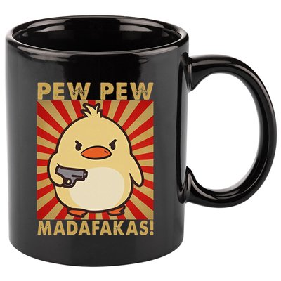 Pew Madafakas Pew Funny Meme Duck Goose Retro With Gun 11oz C Handle Ceramic Mug