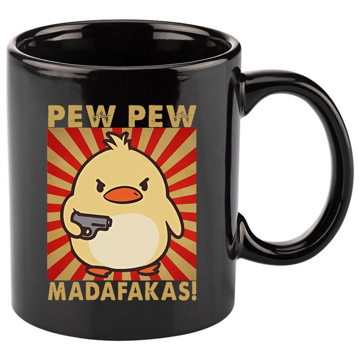 Pew Madafakas Pew Funny Meme Duck Goose Retro With Gun 11oz C Handle Ceramic Mug