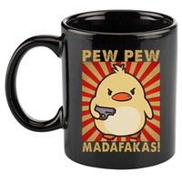 Pew Madafakas Pew Funny Meme Duck Goose Retro With Gun 11oz C Handle Ceramic Mug
