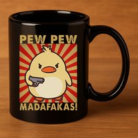Pew Madafakas Pew Funny Meme Duck Goose Retro With Gun 11oz C Handle Ceramic Mug