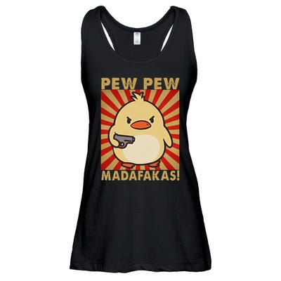 Pew Madafakas Pew Funny Meme Duck Goose Retro With Gun Ladies Essential Flowy Tank