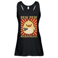 Pew Madafakas Pew Funny Meme Duck Goose Retro With Gun Ladies Essential Flowy Tank