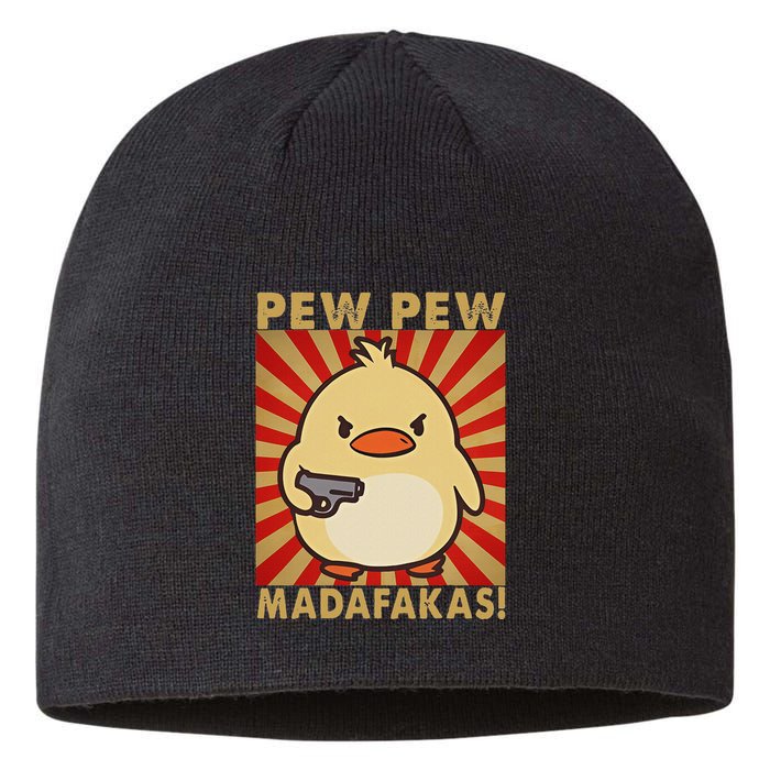 Pew Madafakas Pew Funny Meme Duck Goose Retro With Gun Sustainable Beanie