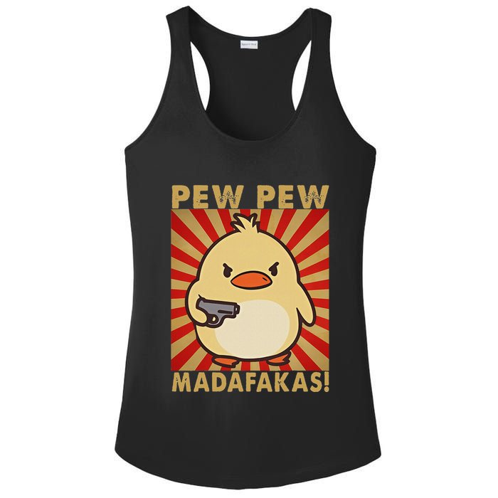 Pew Madafakas Pew Funny Meme Duck Goose Retro With Gun Ladies PosiCharge Competitor Racerback Tank