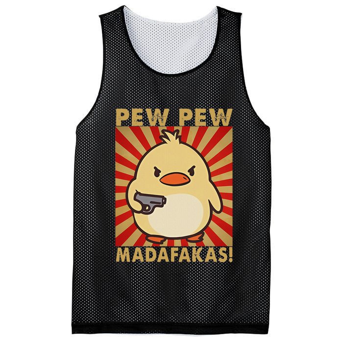 Pew Madafakas Pew Funny Meme Duck Goose Retro With Gun Mesh Reversible Basketball Jersey Tank