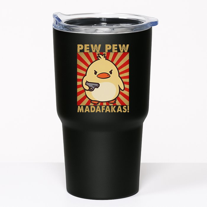 Pew Madafakas Pew Funny Meme Duck Goose Retro With Gun Tumbler