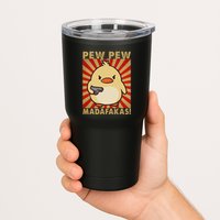 Pew Madafakas Pew Funny Meme Duck Goose Retro With Gun Tumbler