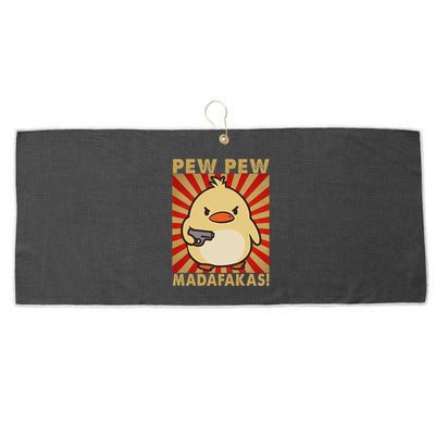 Pew Madafakas Pew Funny Meme Duck Goose Retro With Gun Large Microfiber Waffle Golf Towel