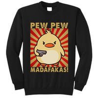 Pew Madafakas Pew Funny Meme Duck Goose Retro With Gun Tall Sweatshirt