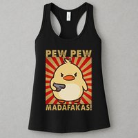 Pew Madafakas Pew Funny Meme Duck Goose Retro With Gun Womens Tank Top