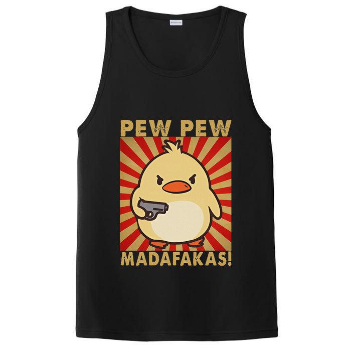 Pew Madafakas Pew Funny Meme Duck Goose Retro With Gun PosiCharge Competitor Tank