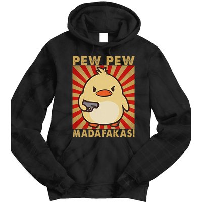 Pew Madafakas Pew Funny Meme Duck Goose Retro With Gun Tie Dye Hoodie