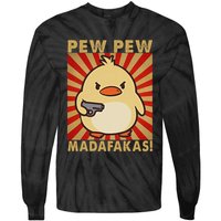 Pew Madafakas Pew Funny Meme Duck Goose Retro With Gun Tie-Dye Long Sleeve Shirt