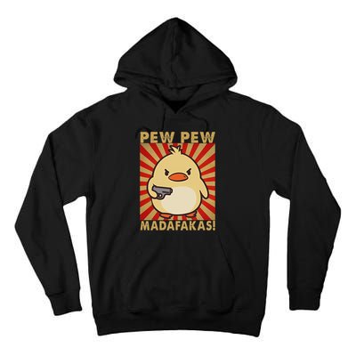 Pew Madafakas Pew Funny Meme Duck Goose Retro With Gun Tall Hoodie
