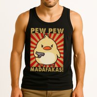 Pew Madafakas Pew Funny Meme Duck Goose Retro With Gun Tank Top