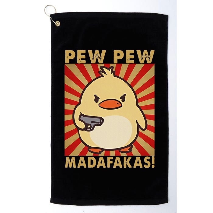 Pew Madafakas Pew Funny Meme Duck Goose Retro With Gun Golf Towel