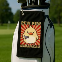 Pew Madafakas Pew Funny Meme Duck Goose Retro With Gun Golf Towel