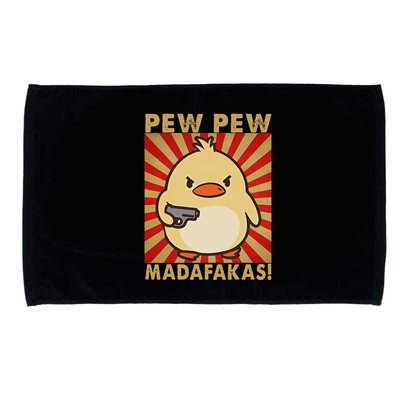 Pew Madafakas Pew Funny Meme Duck Goose Retro With Gun Microfiber Hand Towel