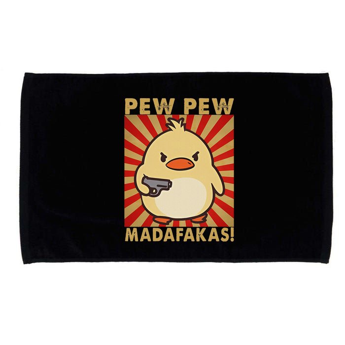 Pew Madafakas Pew Funny Meme Duck Goose Retro With Gun Microfiber Hand Towel