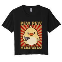 Pew Madafakas Pew Funny Meme Duck Goose Retro With Gun Crop Top