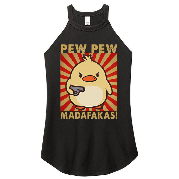 Pew Madafakas Pew Funny Meme Duck Goose Retro With Gun Women's Perfect Tri Rocker Tank