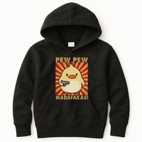 Pew Madafakas Pew Funny Meme Duck Goose Retro With Gun Kids Hoodie