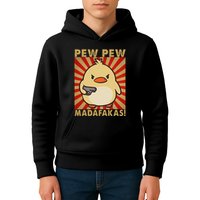 Pew Madafakas Pew Funny Meme Duck Goose Retro With Gun Kids Hoodie