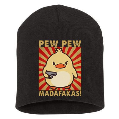 Pew Madafakas Pew Funny Meme Duck Goose Retro With Gun Short Acrylic Beanie