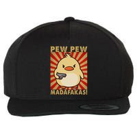 Pew Madafakas Pew Funny Meme Duck Goose Retro With Gun Wool Snapback Cap