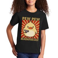 Pew Madafakas Pew Funny Meme Duck Goose Retro With Gun Kids T-Shirt